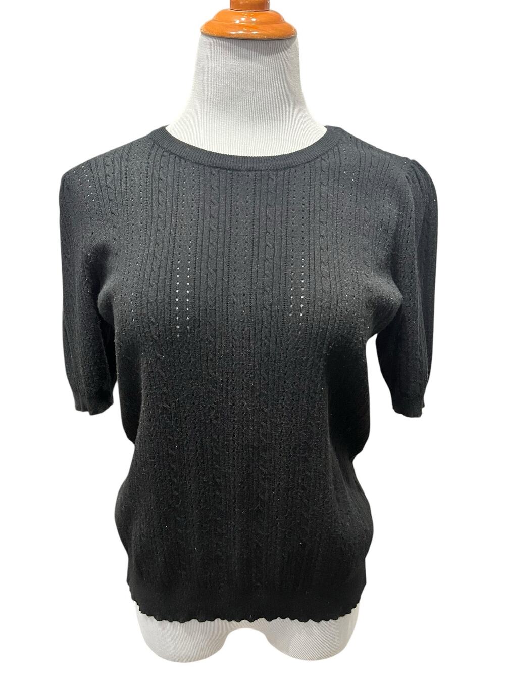 Marled Women's Black Short Sleeve Top Blouse SIZE Large